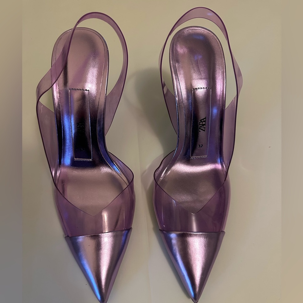 Zara Metallic Purple Heels 6.5 Great Condition